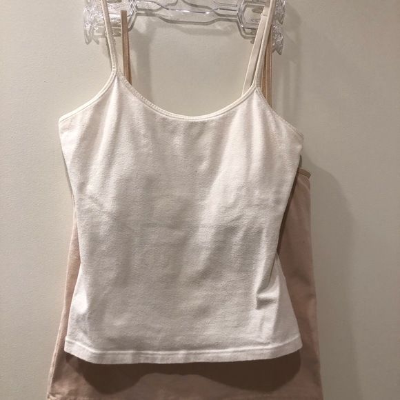 Camisoles Set of 2 Cami Tank Tops Tan/White Size Med Fits Sm/Med - Picture 6 of 16